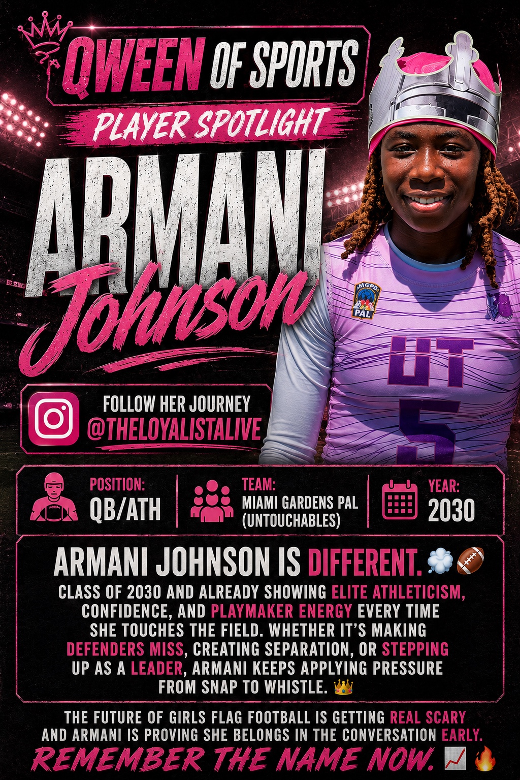 QWEENOFSPORTS original player spotlight featuring Armani Johnson
